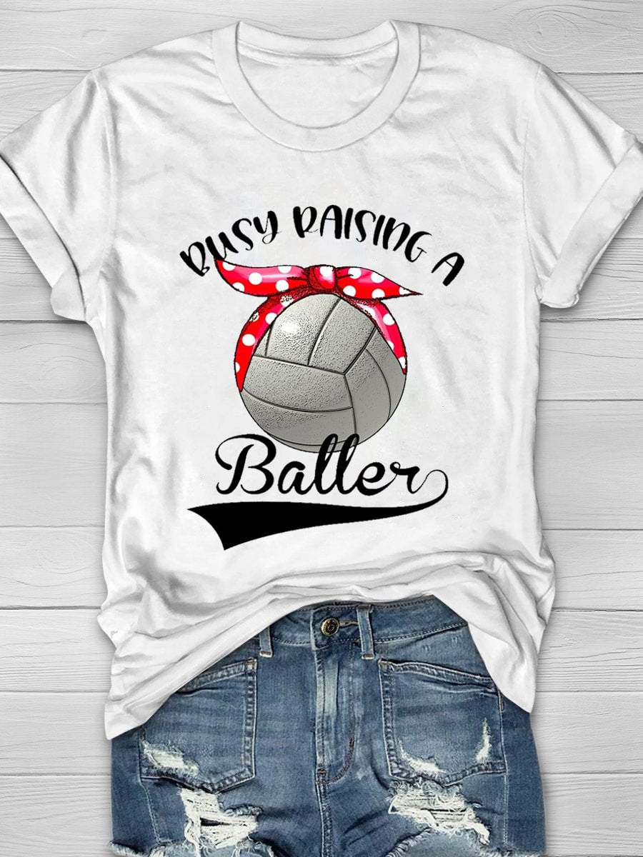 Busy Raising A Baller Volleyball Short Sleeve T-Shirt