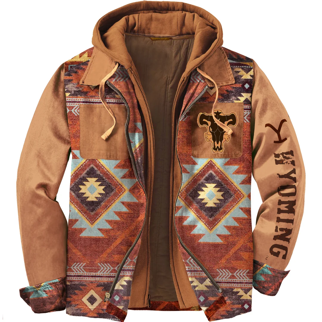Men's Unisex Yellowstone Western Print Tribal Hooded Jacket-barclient