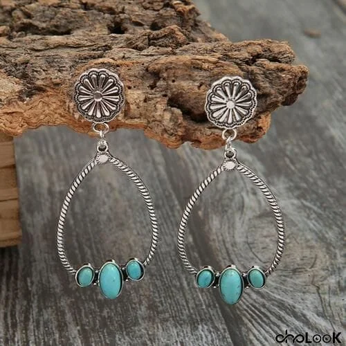 Artificial Turquoise Teardrop Earrings