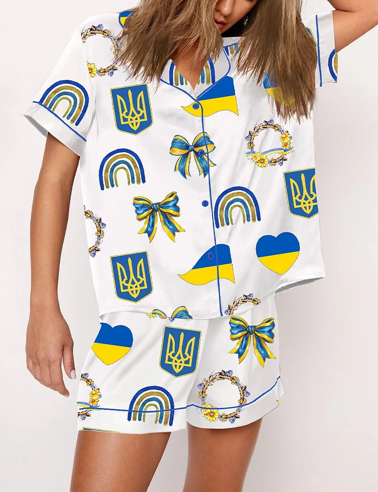 Women's Ukraine Butterfly Rainbow Wreath Pajama Set