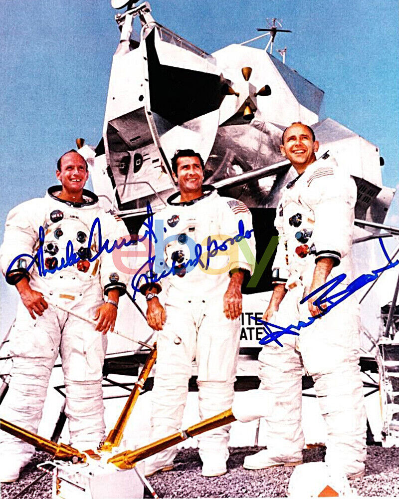 APOLLO 12 Charles Conrad  Richard Gordon & Alan Bean SIGNED Autograph Photo Poster painting repr