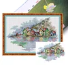 (Stamped/Counted) Colorful Village-14CT Cross Stitch 37*27cm/14.57*10.63in