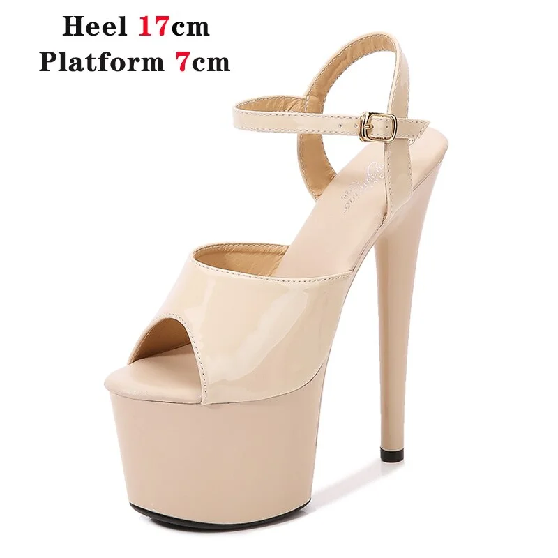 Qengg Mixed Color Shoes Stripper Heels Women Sandals Sexy Shoes Party Club Sandals 17 CM Platform High-heeled Wedding Shoes Pole Dance