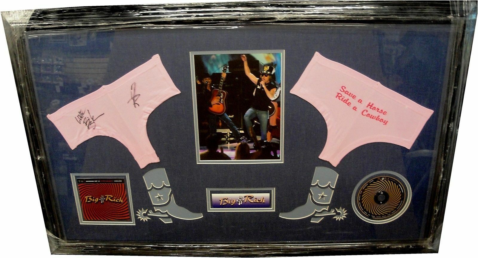 Big & Rich Hand Signed Autographed Panties CUSTOM FRAMED Save a Horse GA 731202