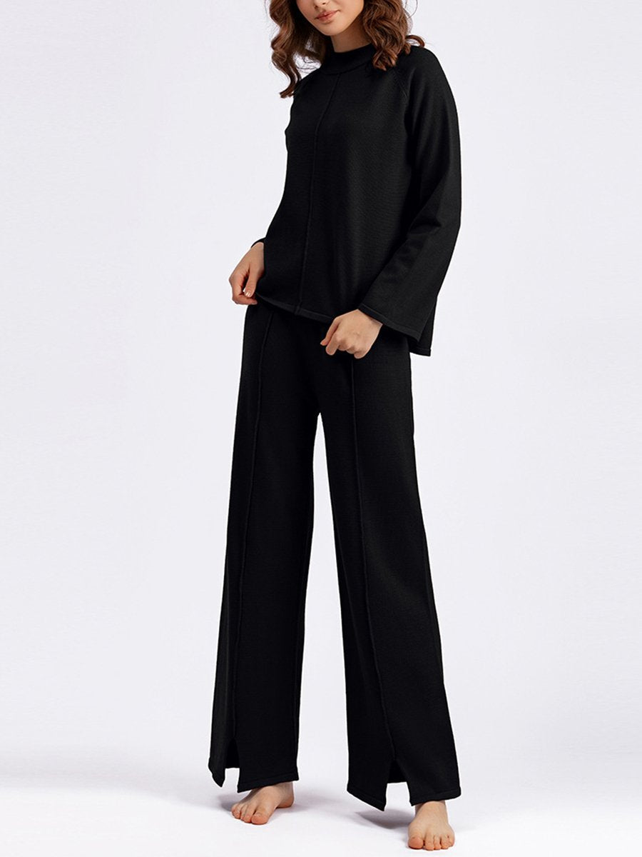 Knitted Pullover Round Neck Loose Two Piece Sets