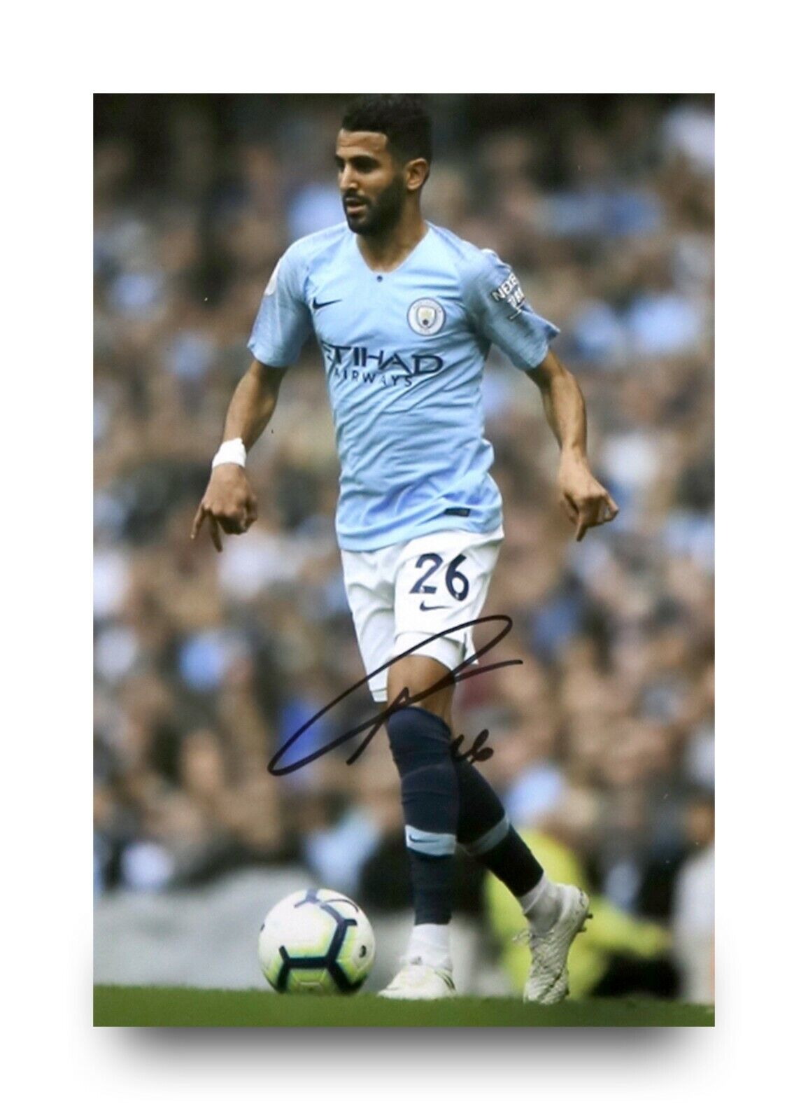 Riyad Mahrez Signed 6x4 Photo Poster painting Manchester City Algeria Genuine Autograph + COA