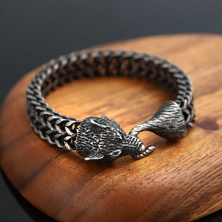 Coutureaura Norse Viking Amulet Odin's Wolf Bracelet