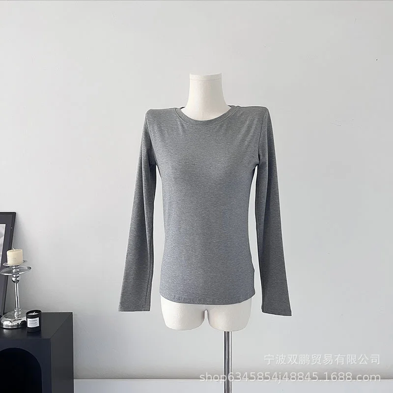 Athvotar Athvotar New Model Knitted Long-Sleeved Women Hot To Sell The Basic Solid Color Bottom T-Shirt