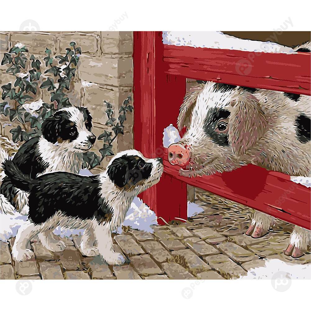 

40*50CM Paint By Numbers-Pig Dogs, 501 Original