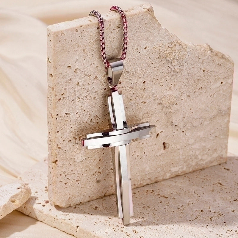 Hip-Hop Retro Cross Round Square 304 Stainless Steel Women’s Pendant Necklace