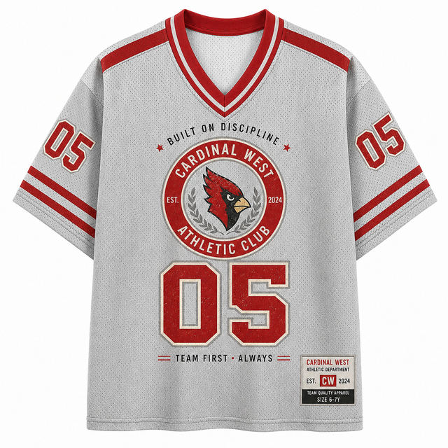 Surf Cardinal West Cotton T-Shirt - Grey / Red / White