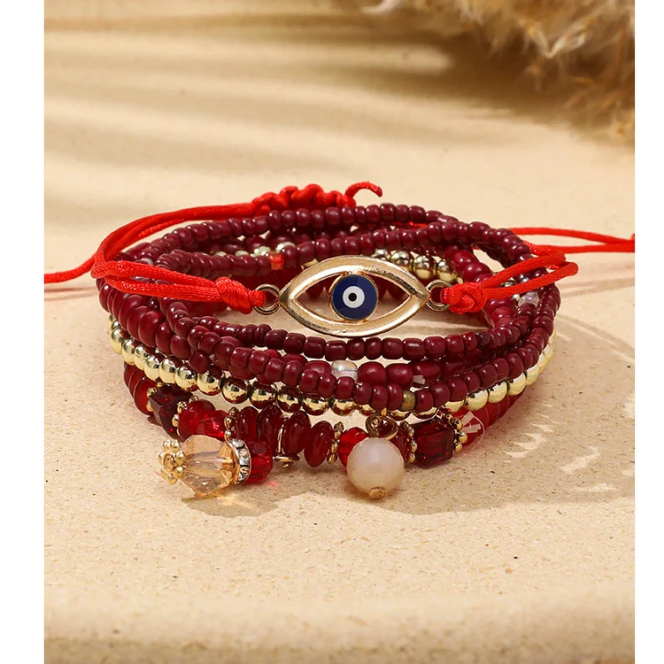 Women Devils Eye Multi Layer Stacked Bracelet 