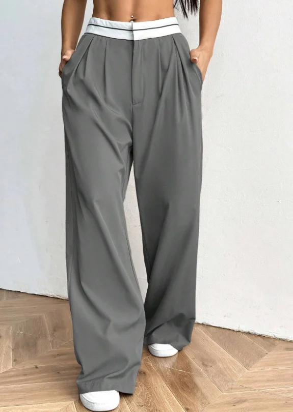 Nigikala Nigikala Commuting Coloring Belt Broad-Legged Suit Pants