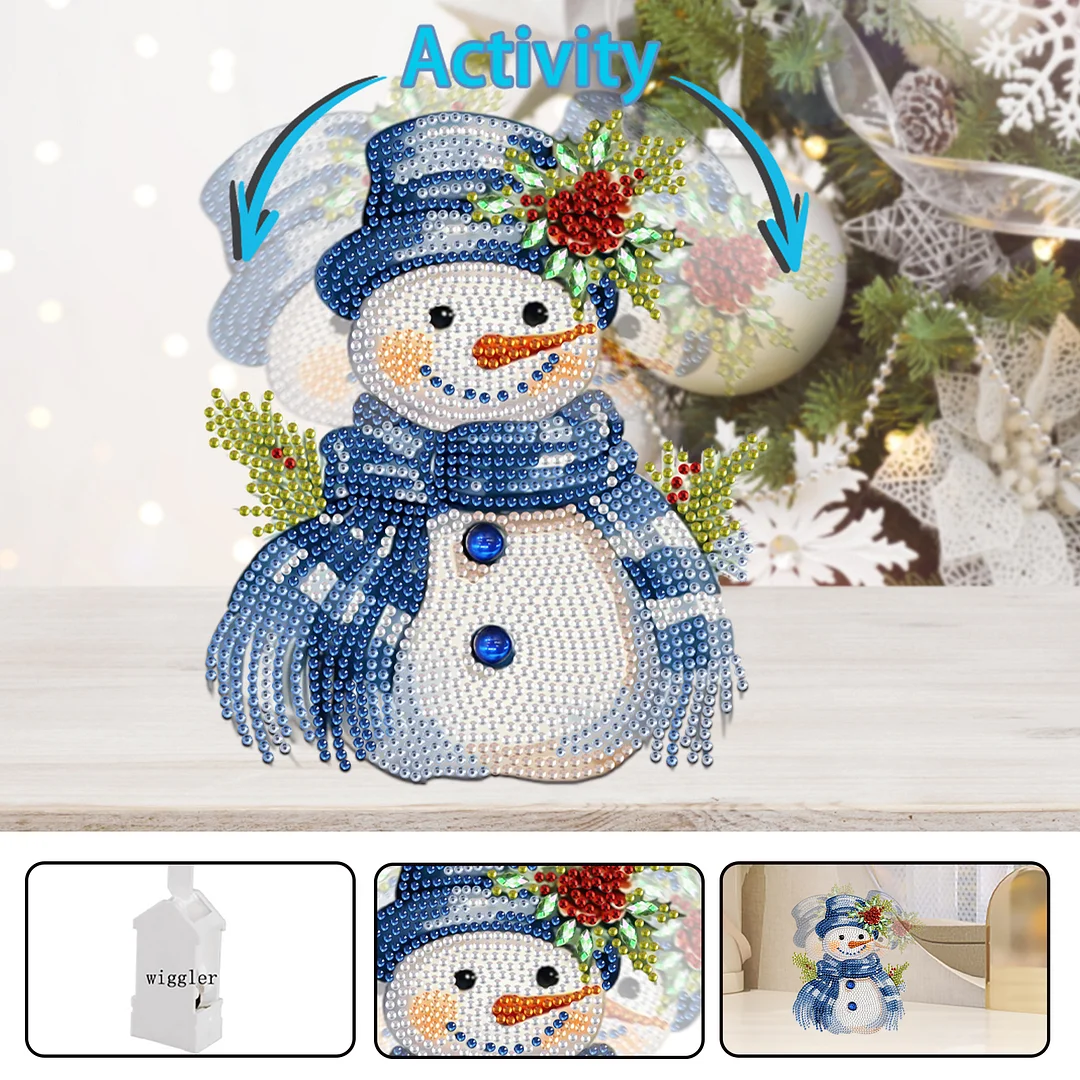 Snowman DIY Acrylic Shaking Head 5D DIY Diamond Art Tabletop Ornament Home Decor