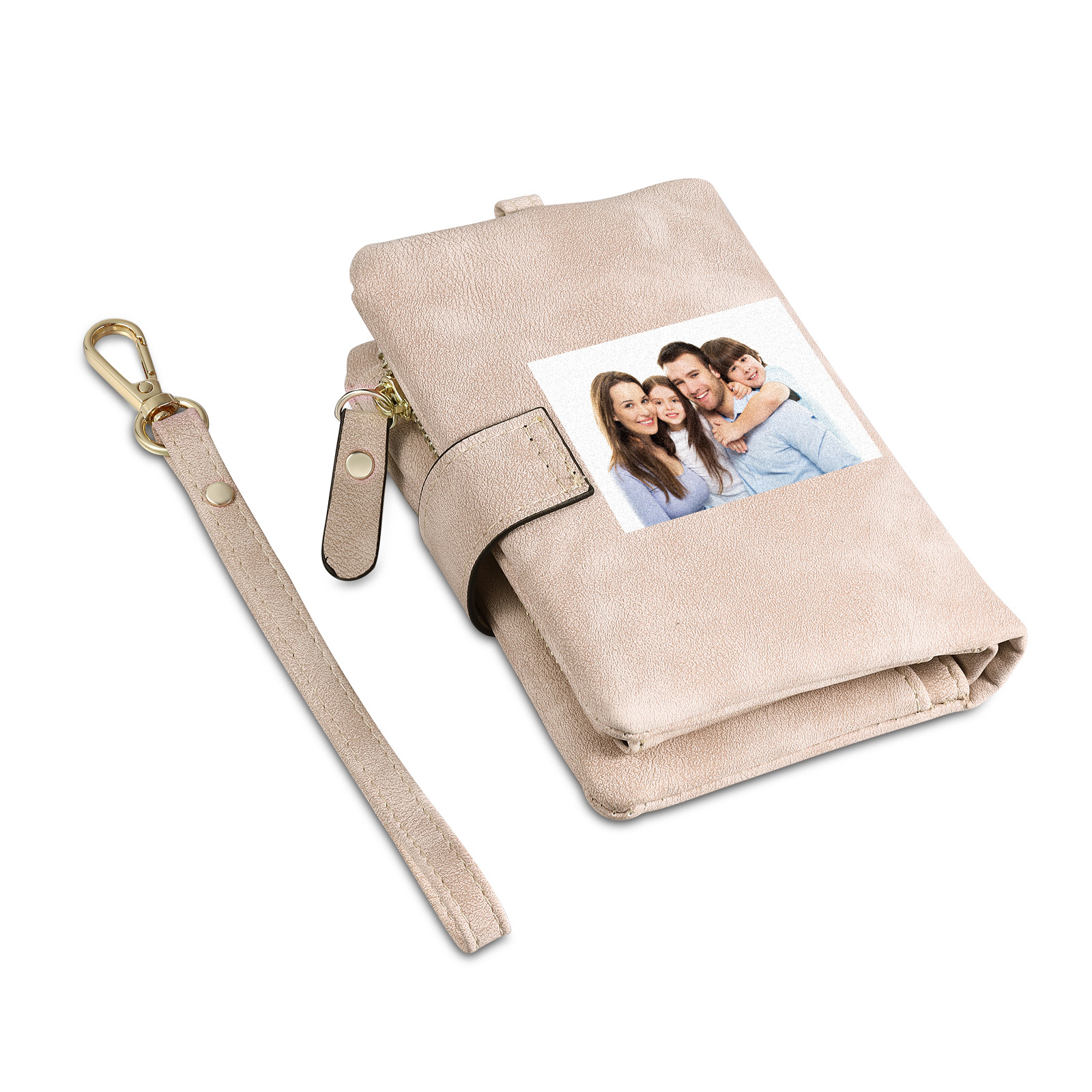 Portafoglio in PU pelle con 4 nomi & 2 testi & 1 foto personalizzati per mamma