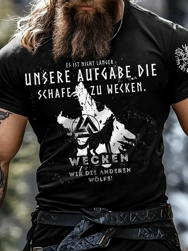 Herren Wecken wir die anderen W&ouml;lfe Kurzarm T-Shirt