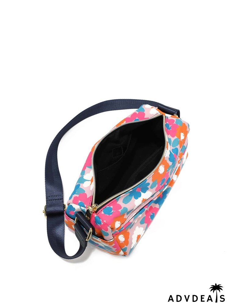 Colorblock Floral Graphic Square Bag
