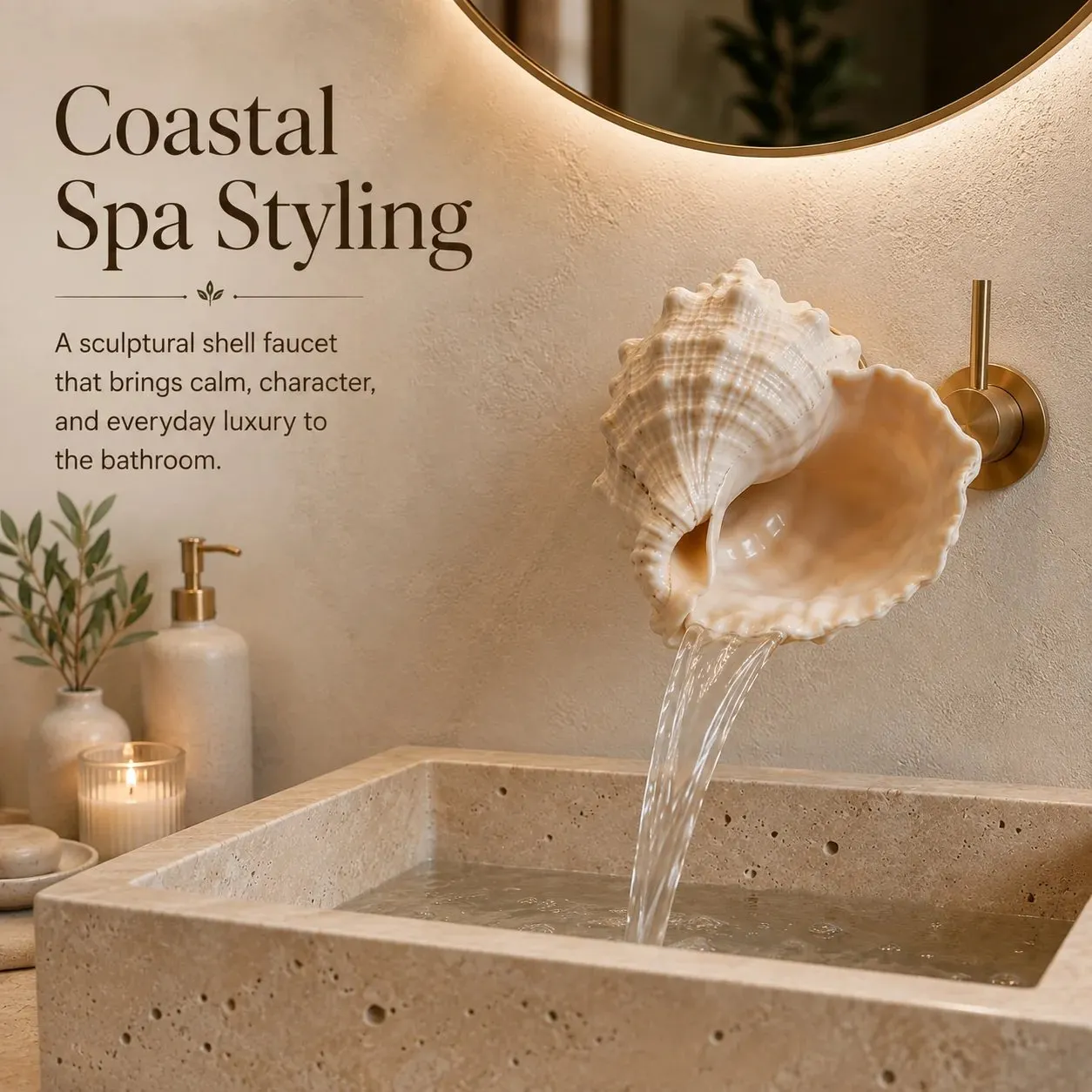 Shell faucet in everyday bathroom routine