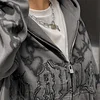 Unisex High Street Y2K Letter Applique Print Loose Zipper Hoodies Pants Set by Inlyline