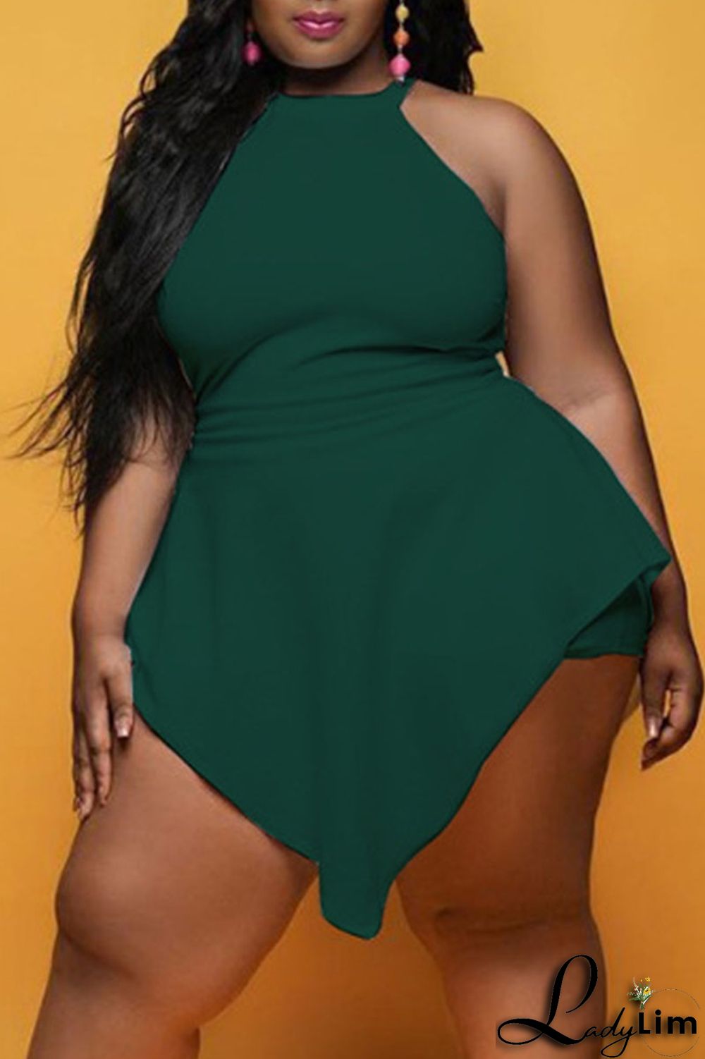 White Fashion Casual Solid Split Joint Asymmetrical O Neck Plus Size Romper