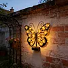 Solar Powered Outdoor Metal Butterfly Wall Lamps IP65 Waterproof Wall-Mounted Garden Butterfly Lights Auto On/Off Outdoor Fence Wall Art Decor Light for Patio Garden Fence Porch Decors