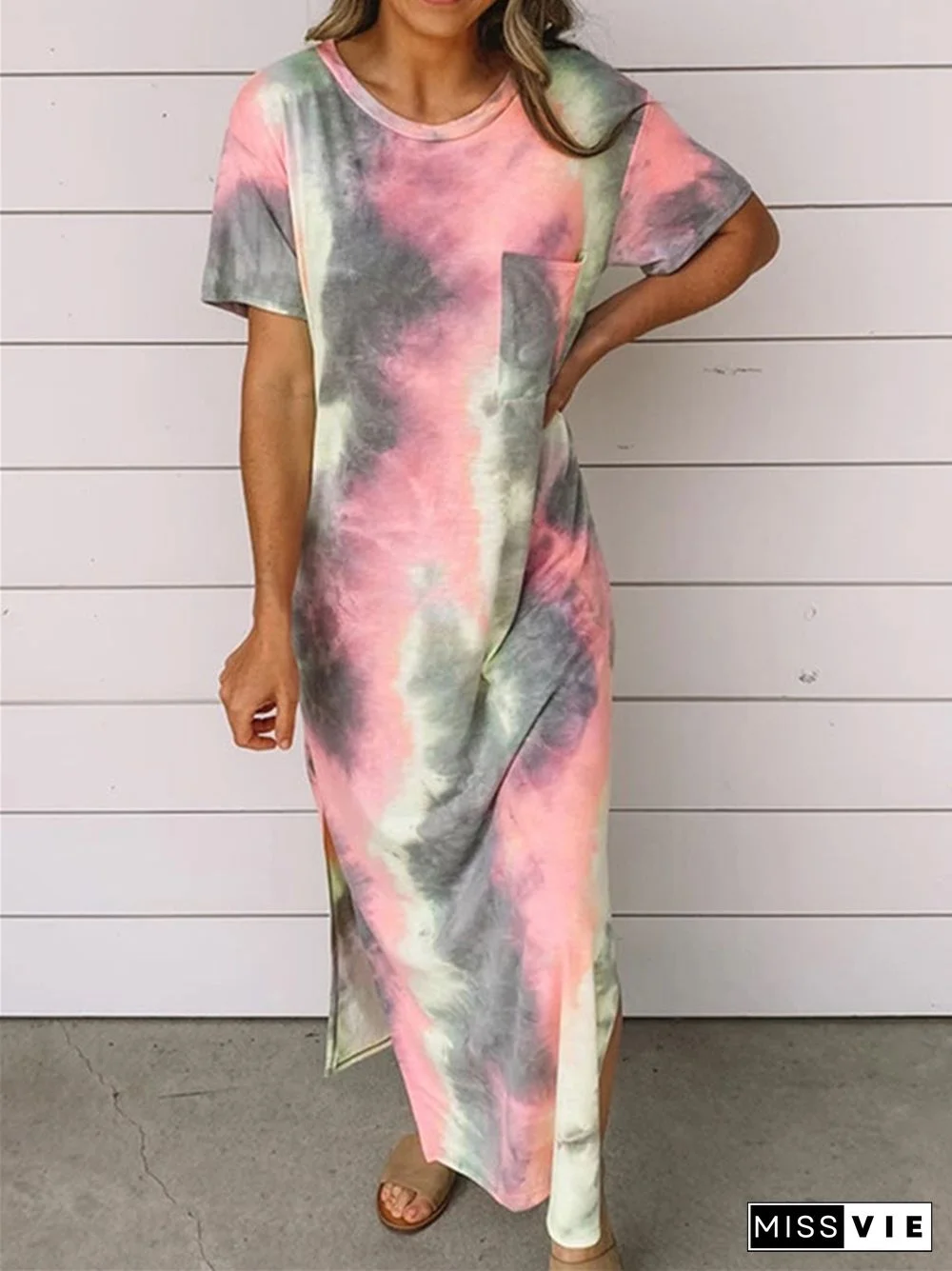 Explosions Of Women's Tie-dye Printed Split Dress