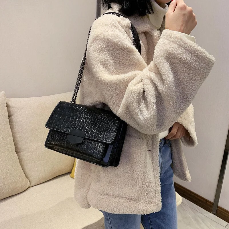 2020 Fashion Stone Pattern Leather Crossbody Bag For Women Sac A Main Female Shoulder Bag Female Handbags And Purses With Handle