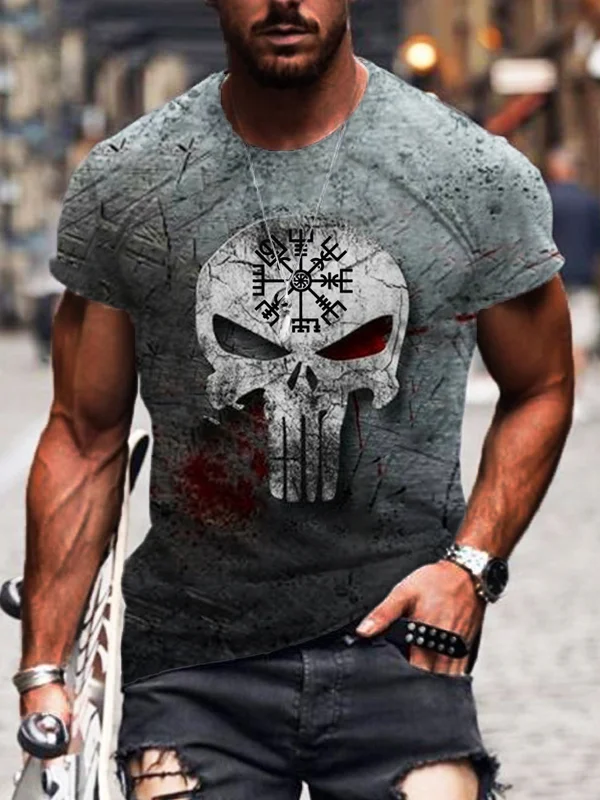 VChics Men's Viking Vegvisir Skull T-Shirt
