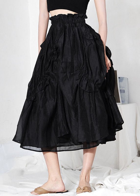 diy Black Cinched Tulle Patchwork Skirt Spring CK1184- Fabulory