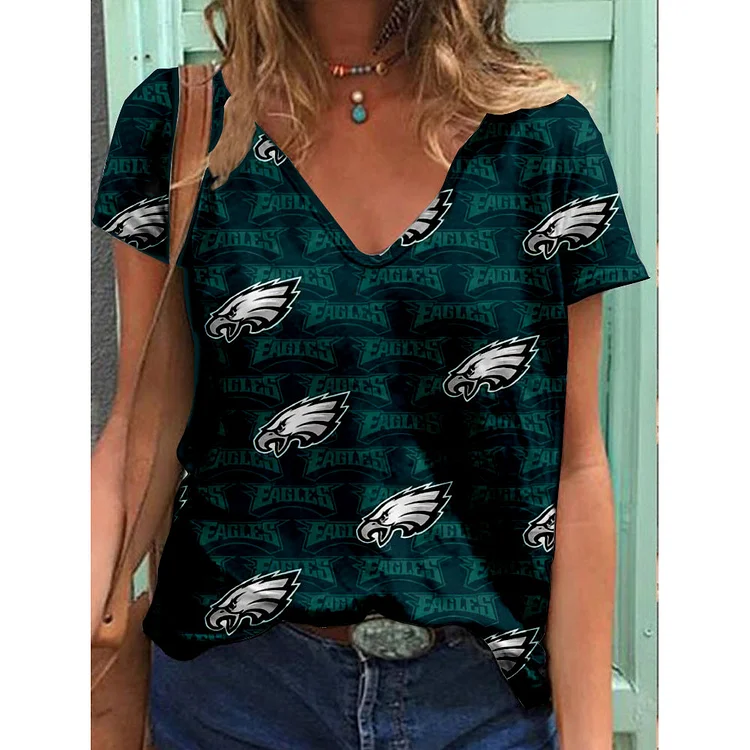 Philadelphia Eagles  Lightweight Short Sleeve V-Neck T-Shirt