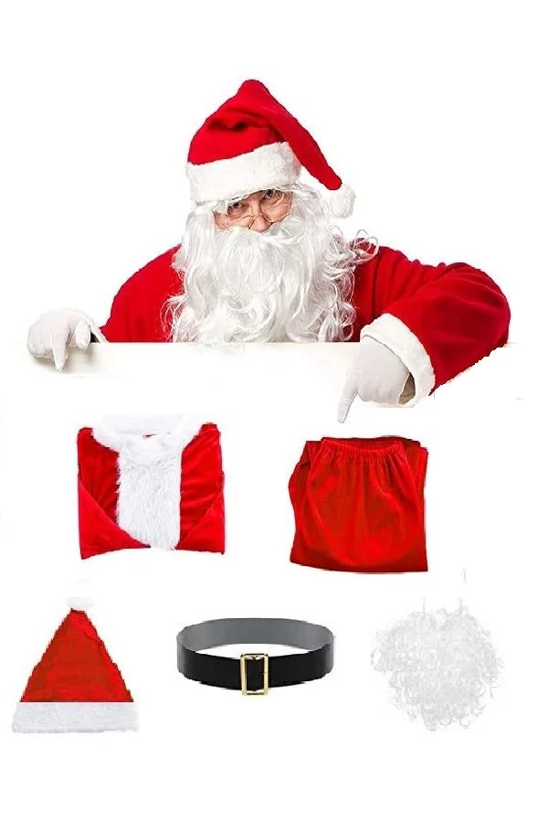 Christmas Santa Claus Costume High-quality Santa Suit 5pcs Set-elleschic