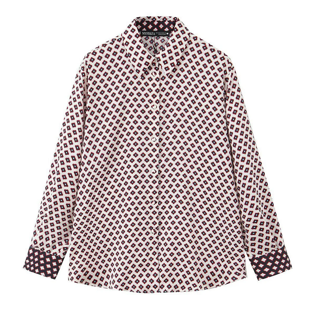 Nigikala Nigikala Women 2025 Fashion Printed Silk-Sense Shirt 2157039 Trousers 2425578