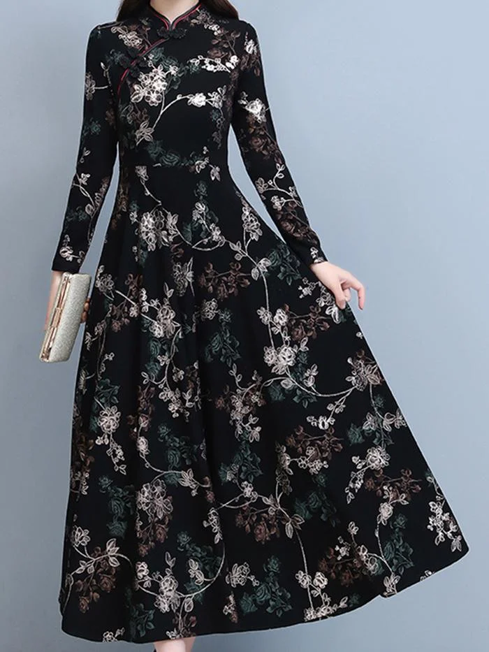 Fashion Long-sleeved Printed Jumpsuit