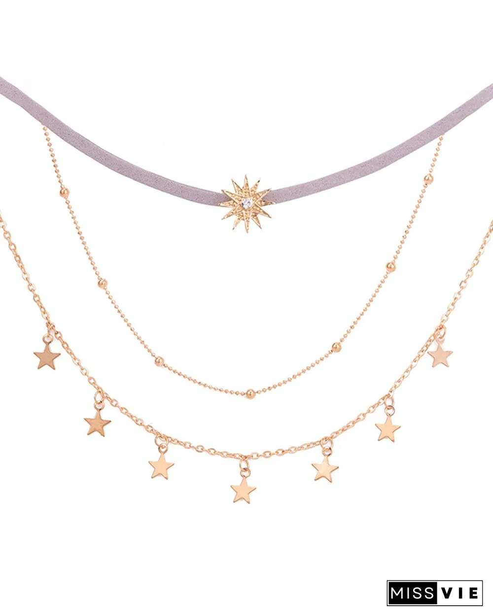3PCS Star & Beaded Chain Necklace