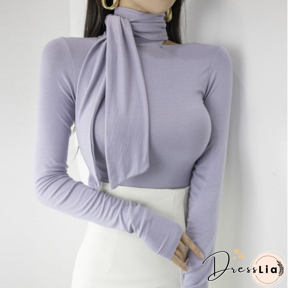 Christmas Gift Solid Basic Long Sleeve Womens Tshirt Casual Black White Slim Fashion Off Shoulder Top T Shirt Ladies Fashion Korean Tee Shirt