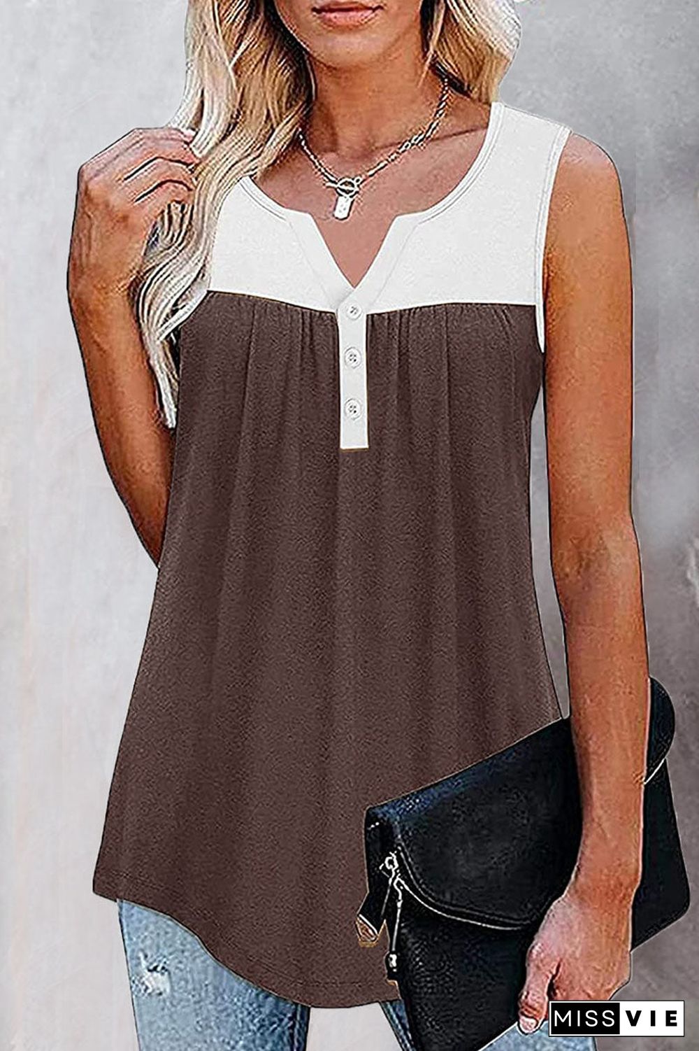 Fashion Casual Solid Split Joint V Neck Tops(7 colors)