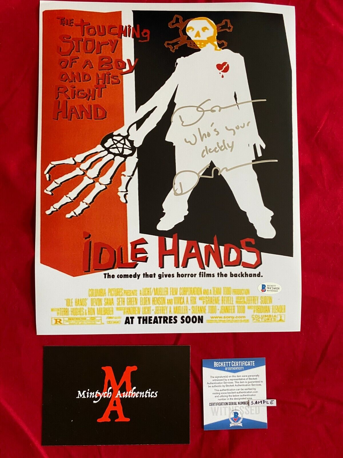 DEVON SAWA AUTOGRAPHED SIGNED 11x14 Photo Poster painting! IDLE HANDS! BECKETT COA HORROR COMEDY