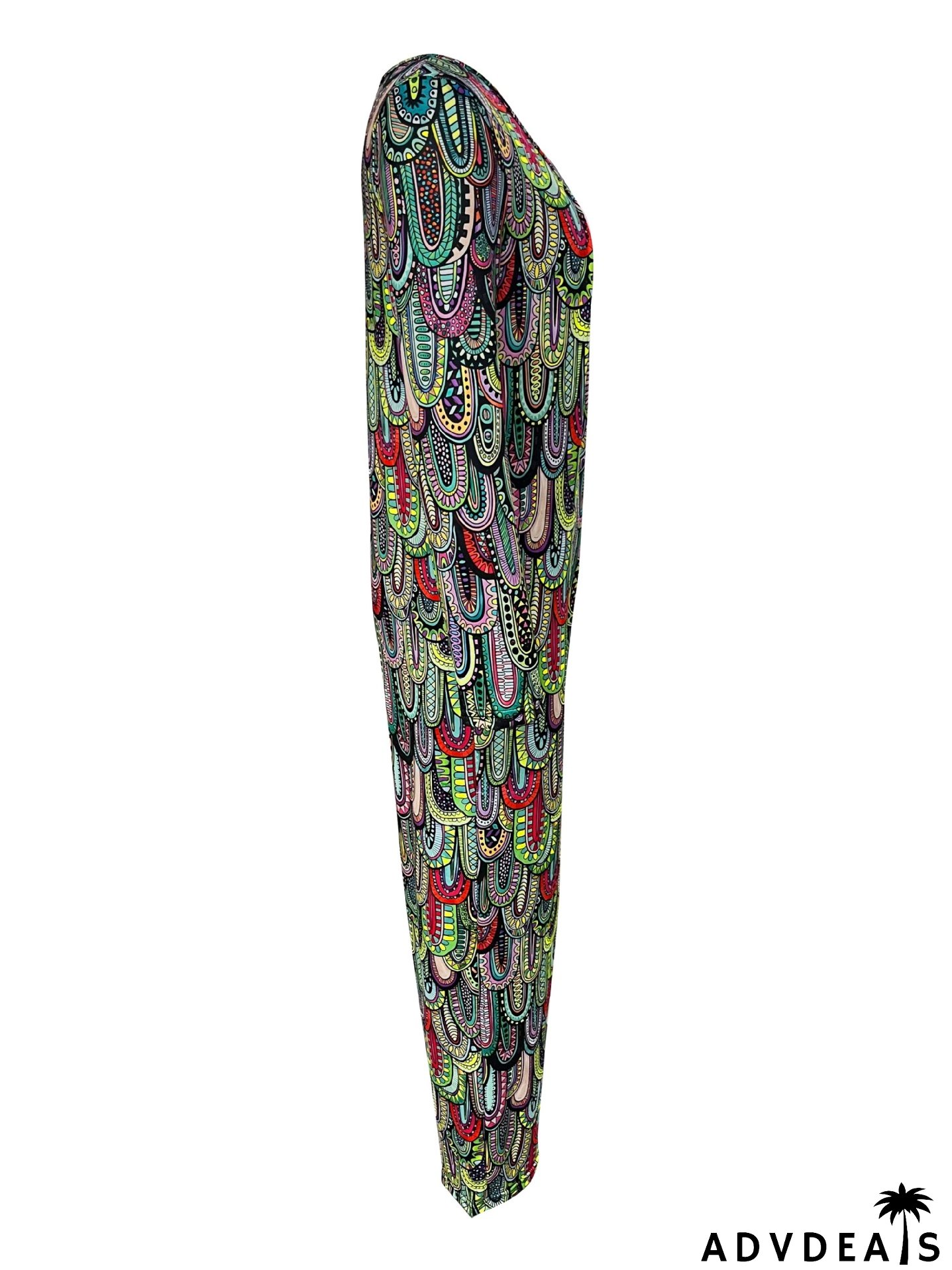 Women Print Casual Round Neck Loose Long Sleeve Jumpsuit