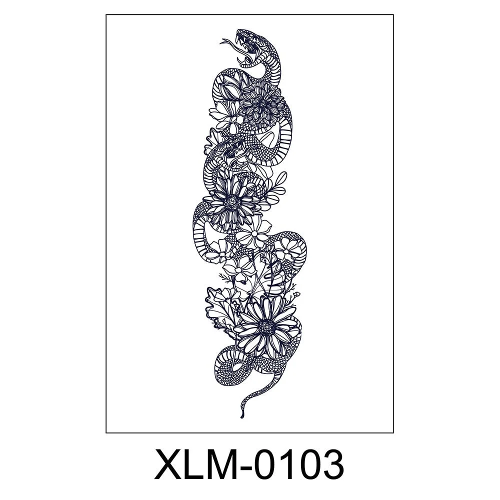 Semi-permanent waterproof sweat plant lasting big picture tattoo flower arm non-reflective herbal juice tattoo sticker