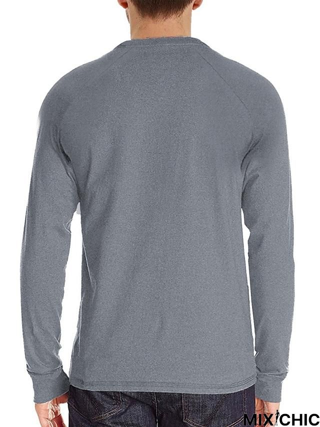 Men's Long Sleeve T-Shirt Solid Color Casual Top Basic Non-Printing Shirt Soft Touch Daily Wear