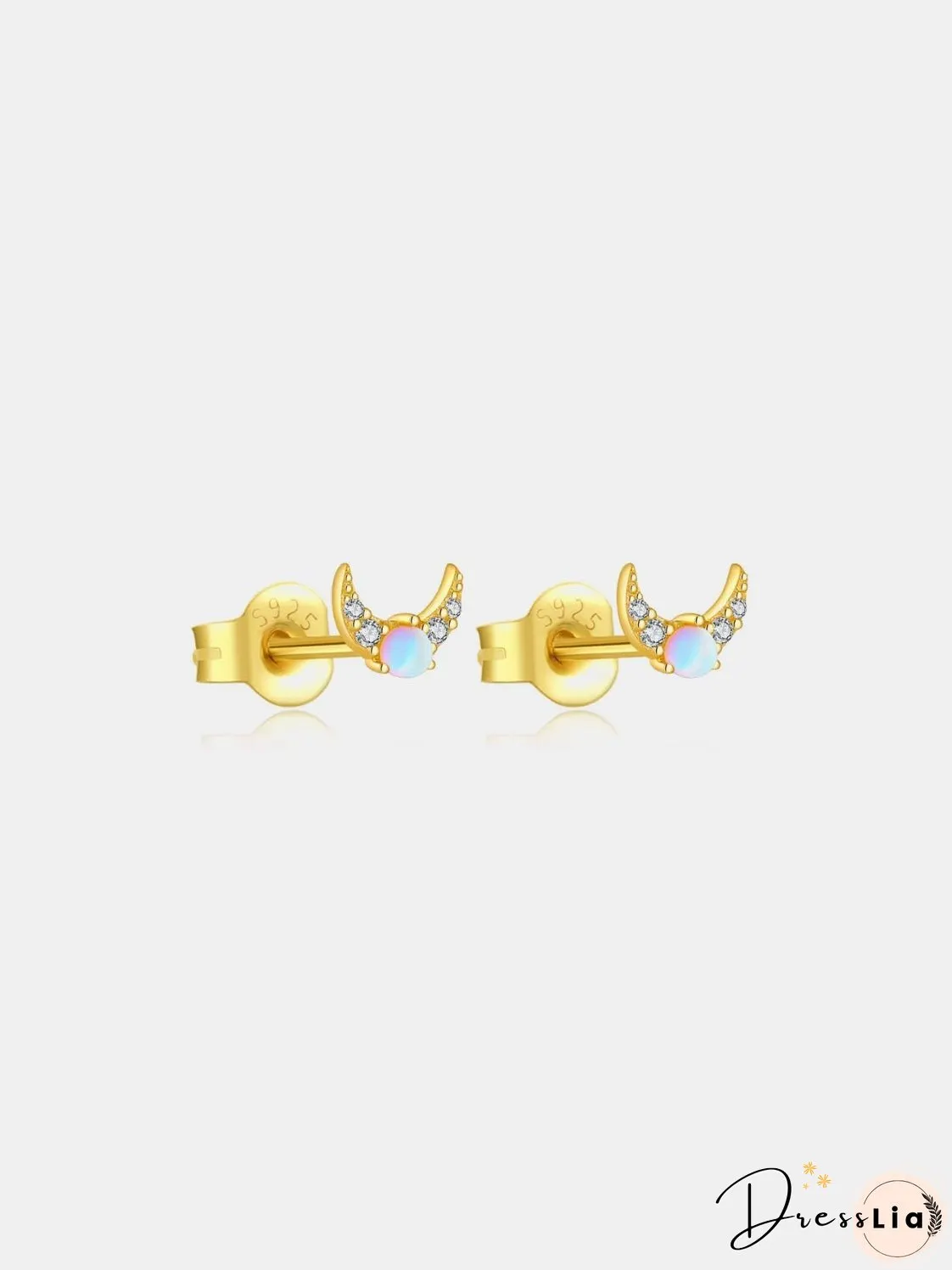 925 Sterling Silver Inlaid Zircon Moon Earrings