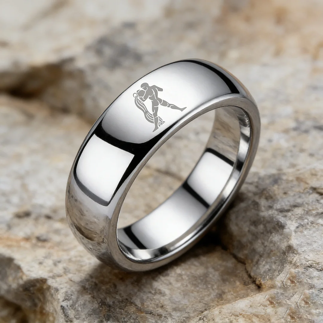 Dome Sliver Tungsten Carbide Rings Aquarius Couples Tungsten Wedding Bands for Men or Women 4MM 6MM 8MM