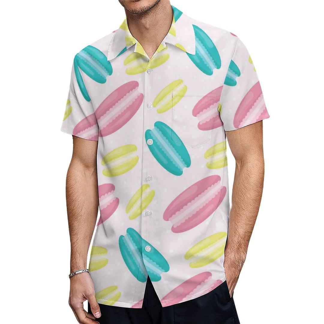 Short Sleeve Rainbow Candy Color Macaron Hawaiian Shirt Mens Button Down Plus Size Tropical Hawaii Beach Shirts