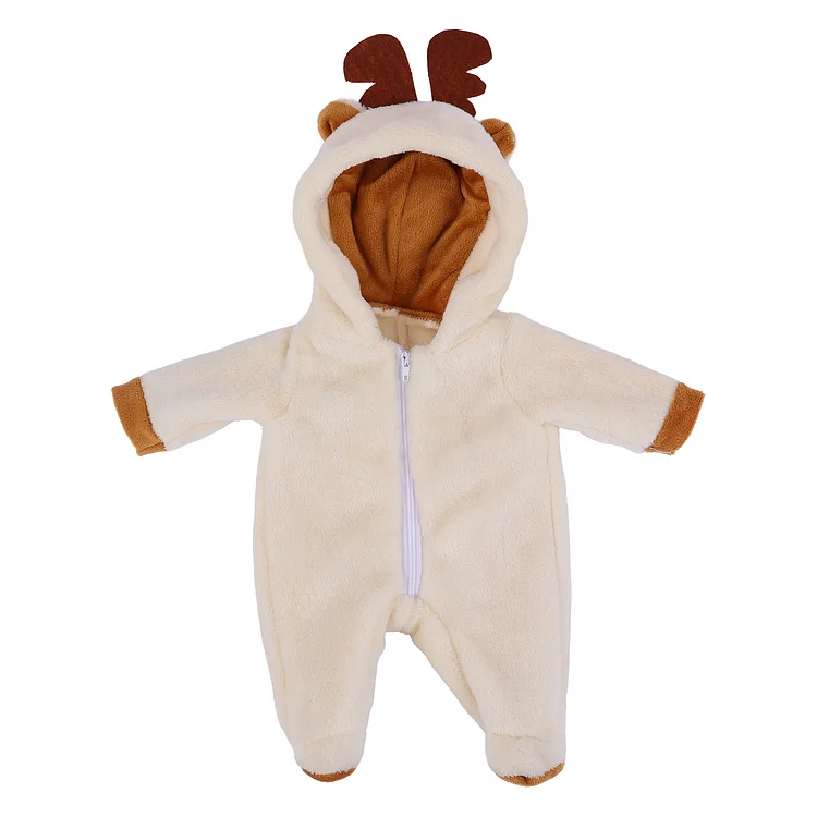 For 12"-16" Full Body Silicone Baby Girl Doll White Deer Knit Set Accessories