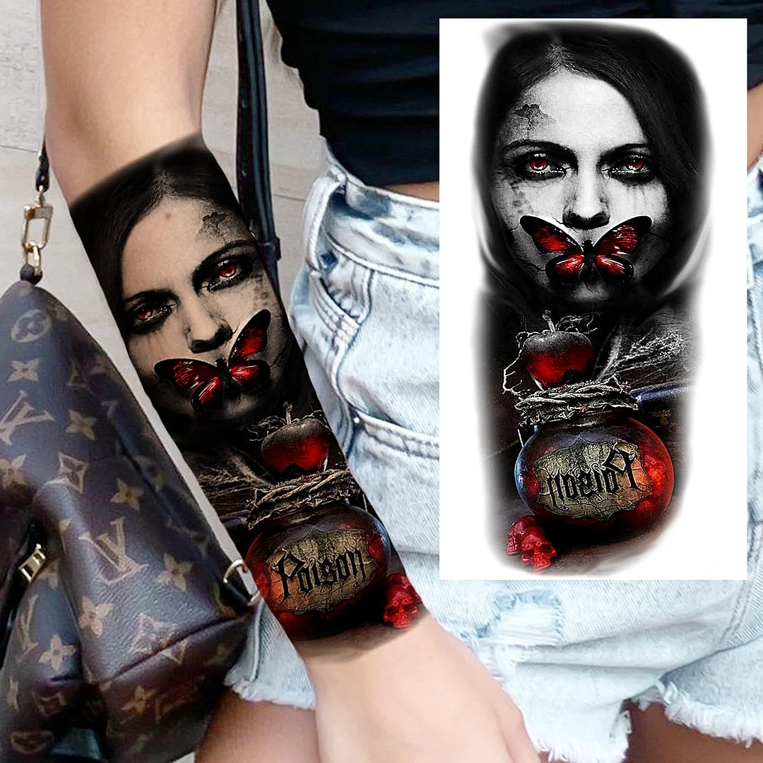 Praying Lion Cross Temporary Tattoos For Men Women Clown Wolf Tiger Flower Compass Fake Tattoo Sticker Forearm Waterproof Tatoos