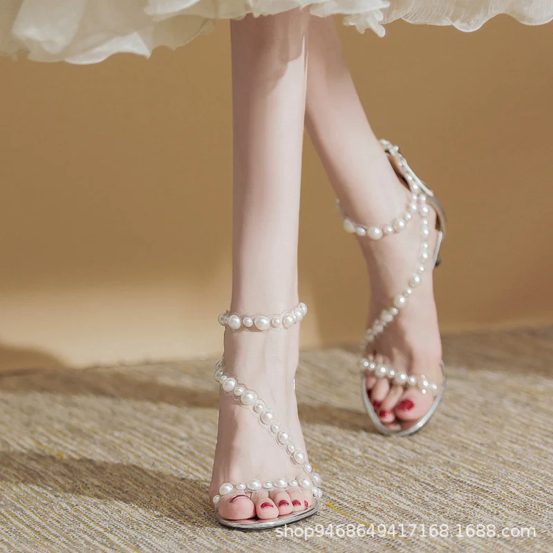 Breakj Breakj Transparent Sandals Women 2023 Summer Fashion New Fairy Wind Sheel With High-End High-Heeled Shoes