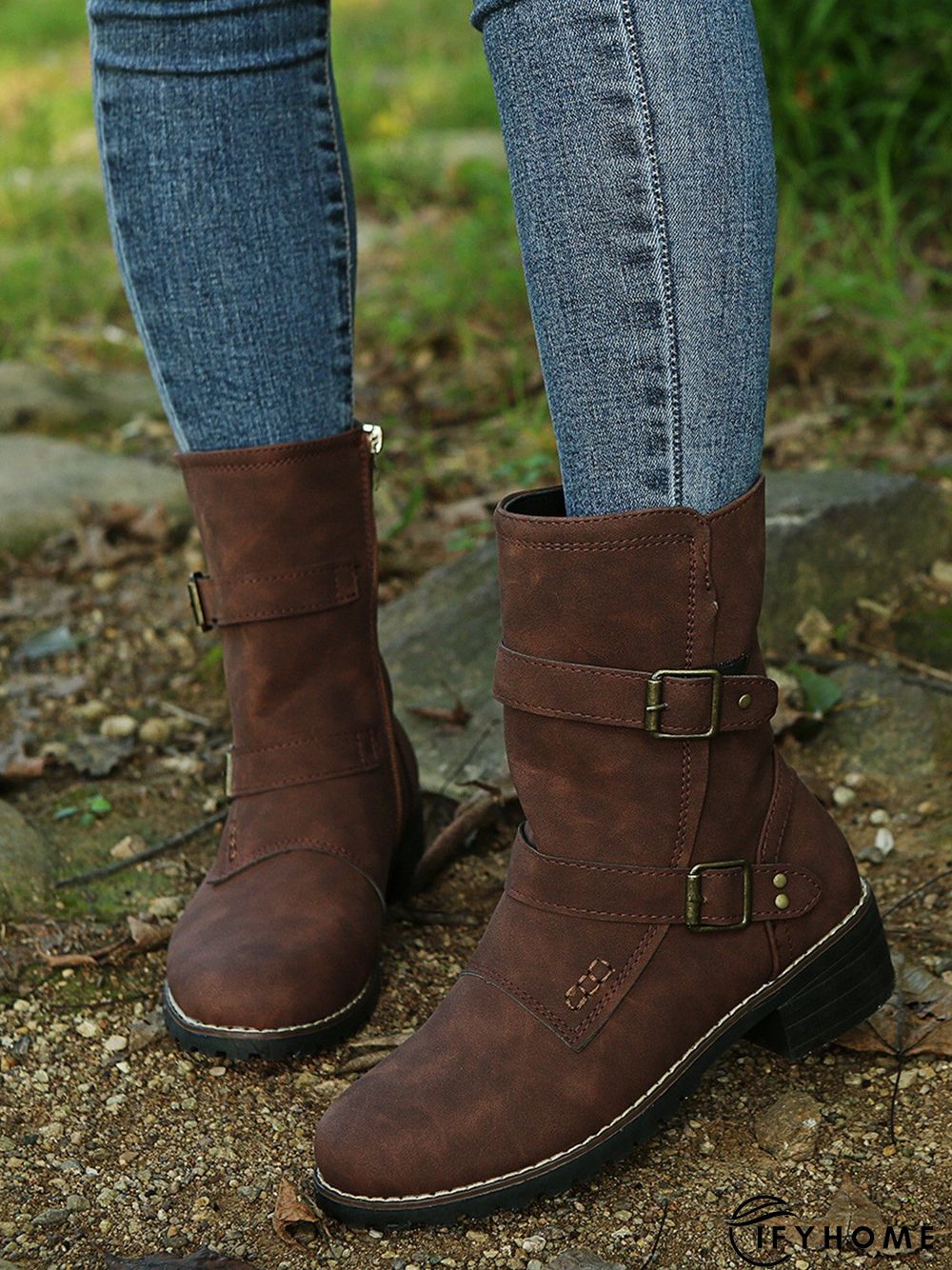 Vintage Split Joint Buckle Boots | IFYHOME