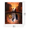 (US Only)Full Embroidery 11CT 3 Strands Printing Three Cats Shadow Cross Stitch 50x60cm