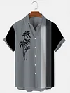 Men's Casual Palm Tree Print Short Sleeve Shirt
