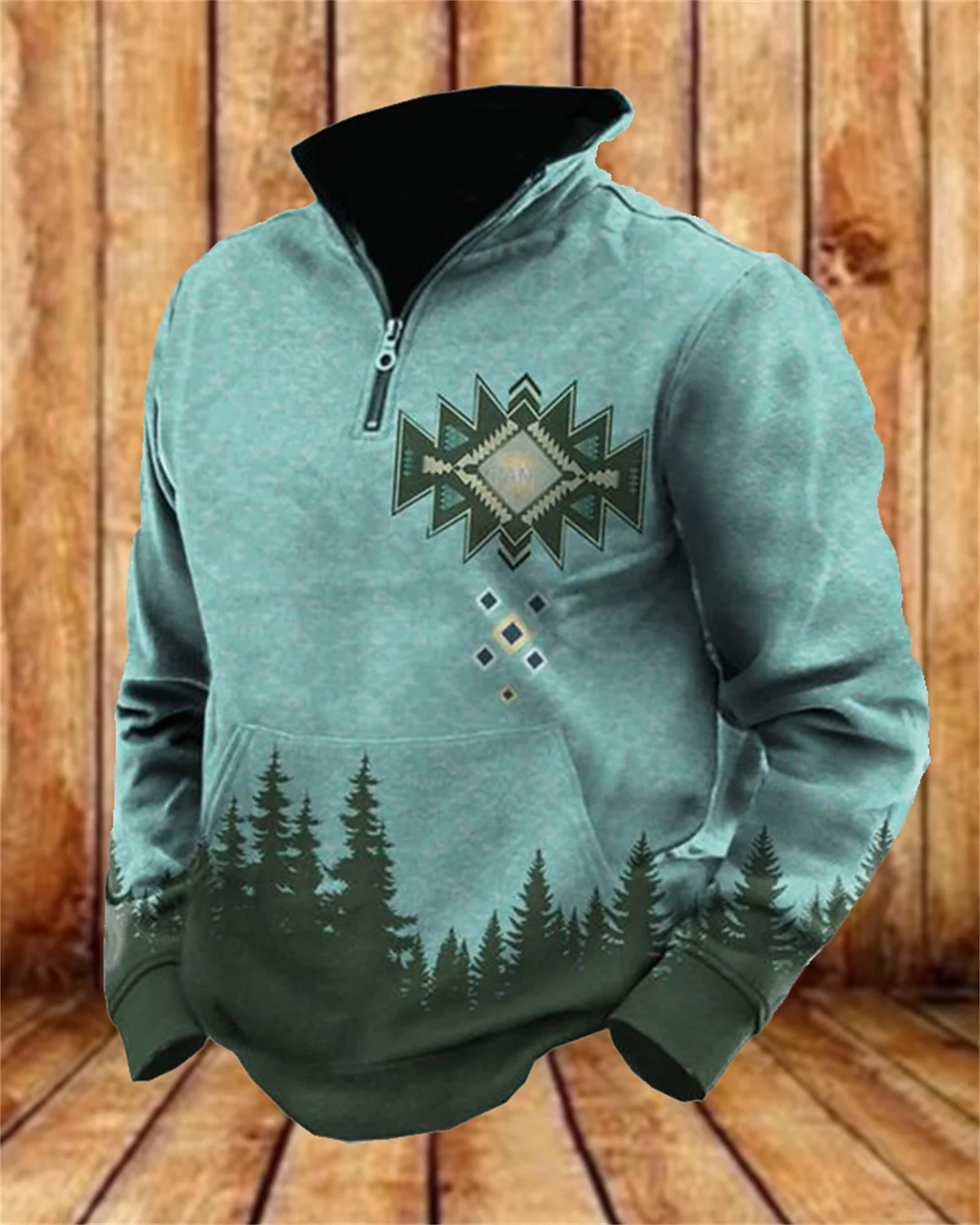 Suitmens Men's Fleece Southwest Forest Zipper Hooded 00392